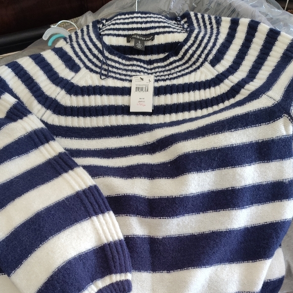 A Pea in the Pod Navy and White Striped Sweater - Picture 1 of 3